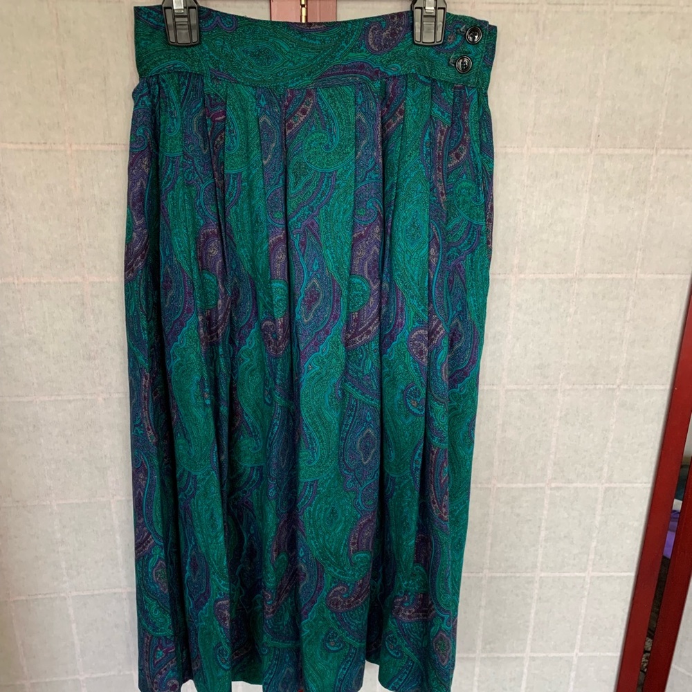 Blue Green Elliot Lauren Paisley Peasant Skirt, Size 6